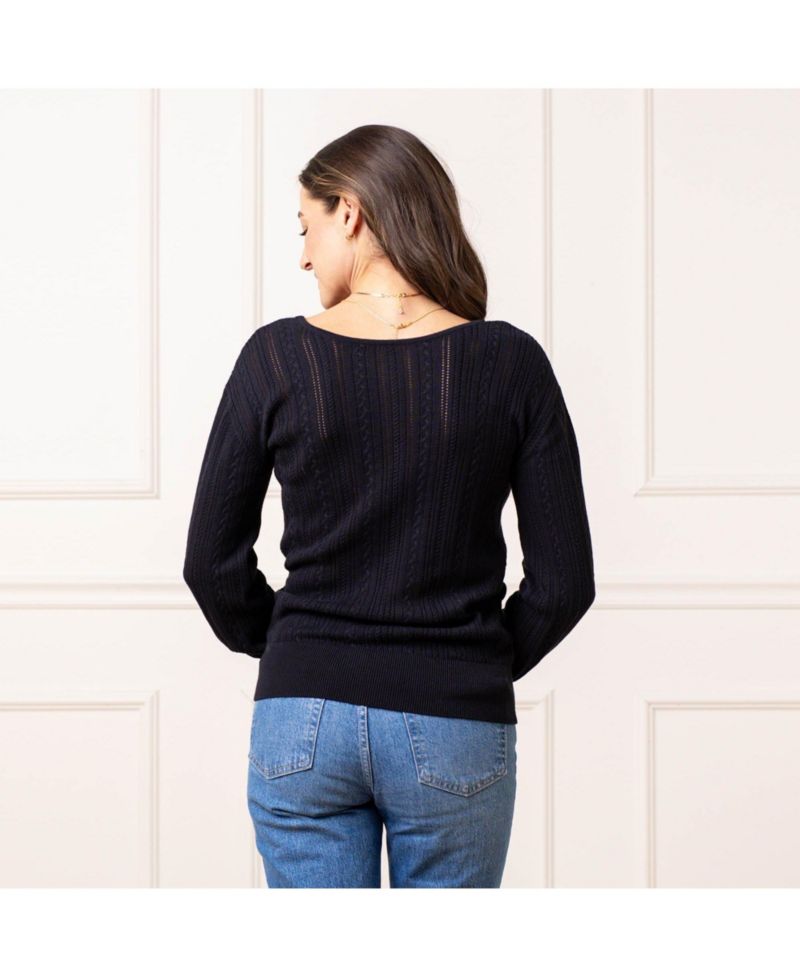 Women's Hope and Henry Long Sleeve Reversible Cable Wrap Sweater