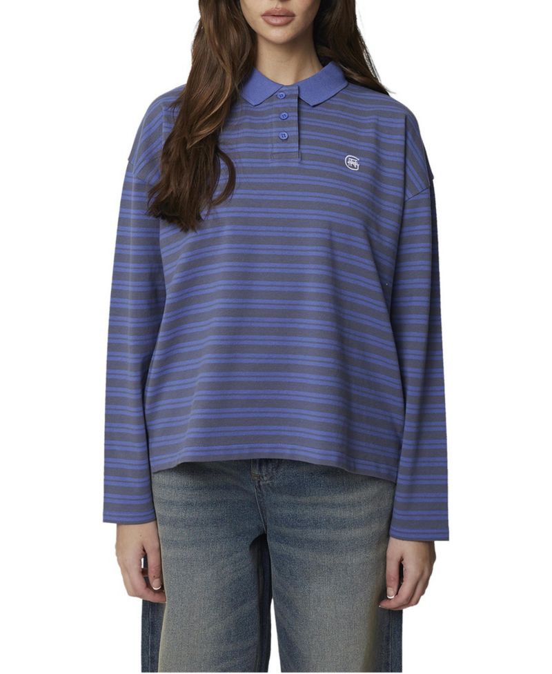 Women's Long Sleeve Striped Polo