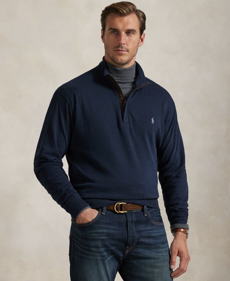 Men's Big & Tall Luxury Jersey Quarter-Zip Pullover