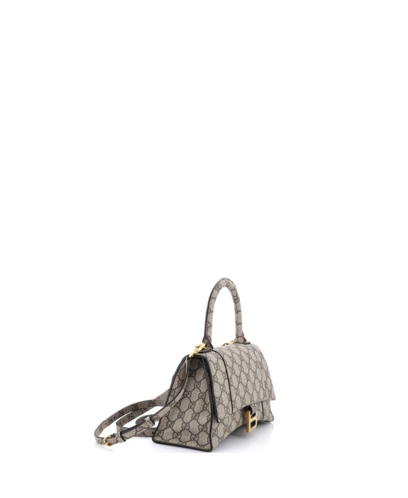 Small x Balenciaga The Hacker Project Hourglass Top Handle Bag GG Coated Canvas