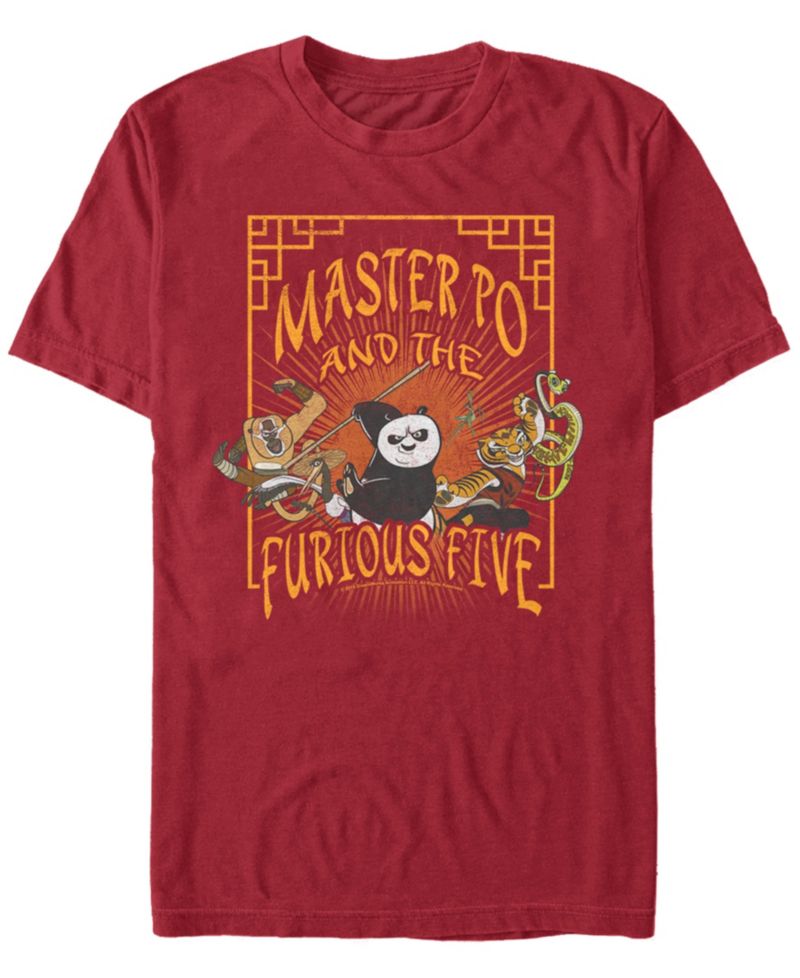 Kung Fu Panda Men's Master Po and The Furious Five Poster Short Sleeve T-Shirt