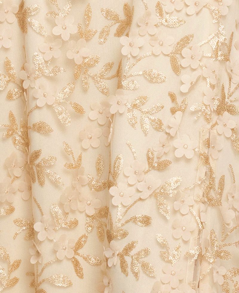 Women's Square Neck 3D Floral Embellished Ball Gown