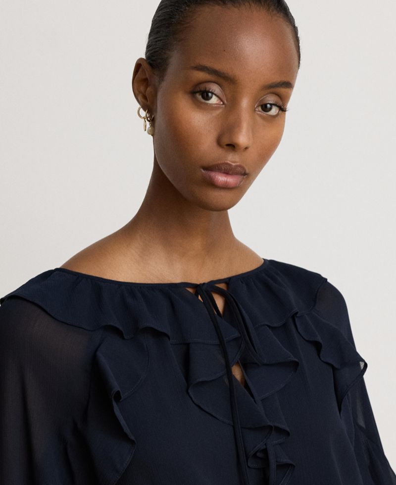 Women's Ruffle-Trim Crinkle Georgette Blouse