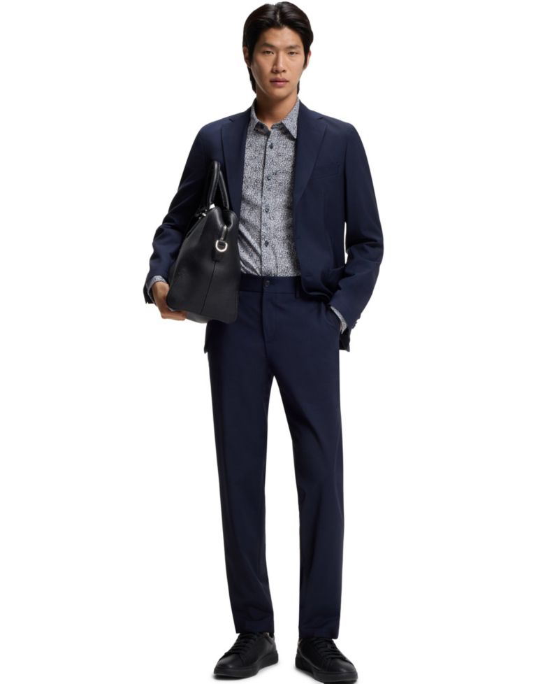 Men's Printed Cotton Blend Slim-Fit Dress Shirt