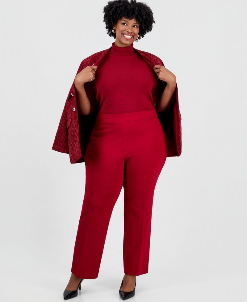 Plus Size Slash Pocket Straight-Leg Trouser