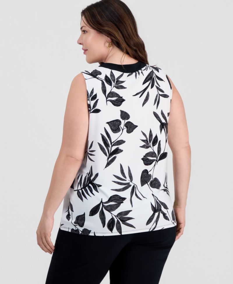 Petite Printed Lace-Up Sleeveless Top