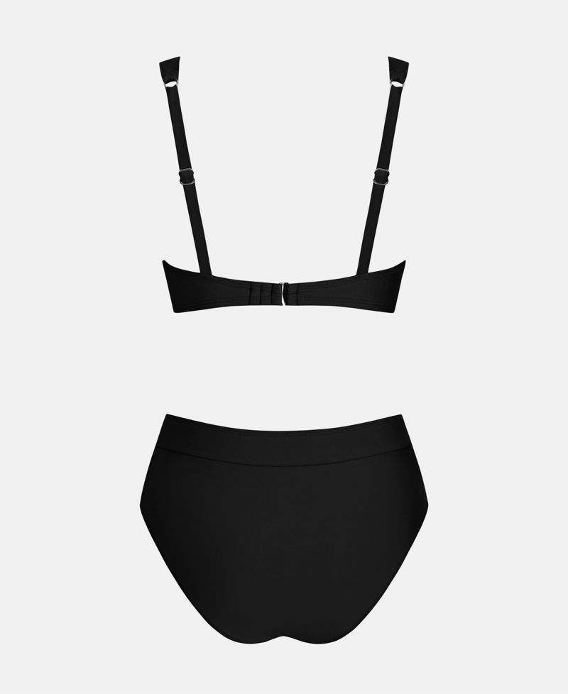 Women's V-Neck High-Waist Bikini Set with Wide Waistband