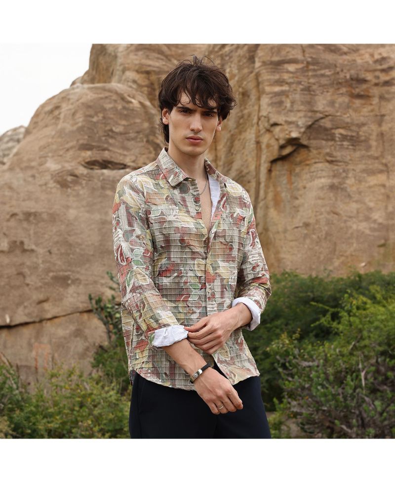 Men's Multicolour Artistic Botanical Shirt