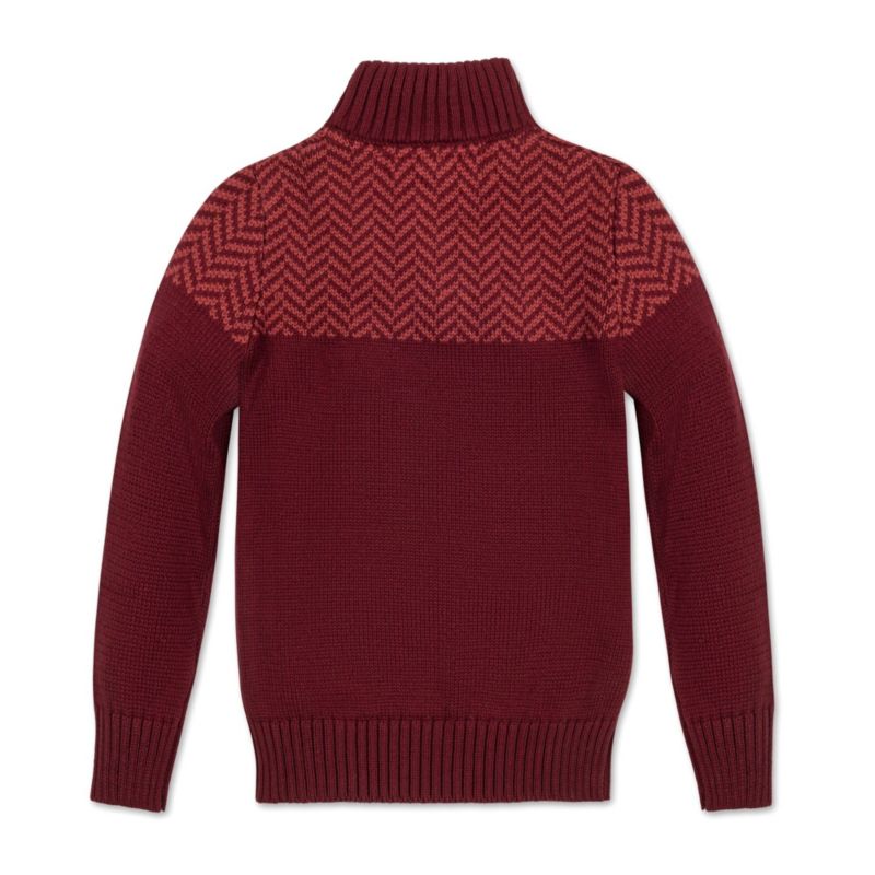 Baby Boys Hope and Henry Long Sleeve Mock Neck Button Sweater with Intarsia Yoke