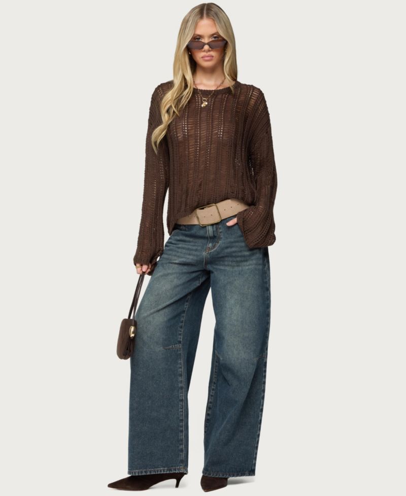 Women's Jaide Sheer Ladder Knit Sweater