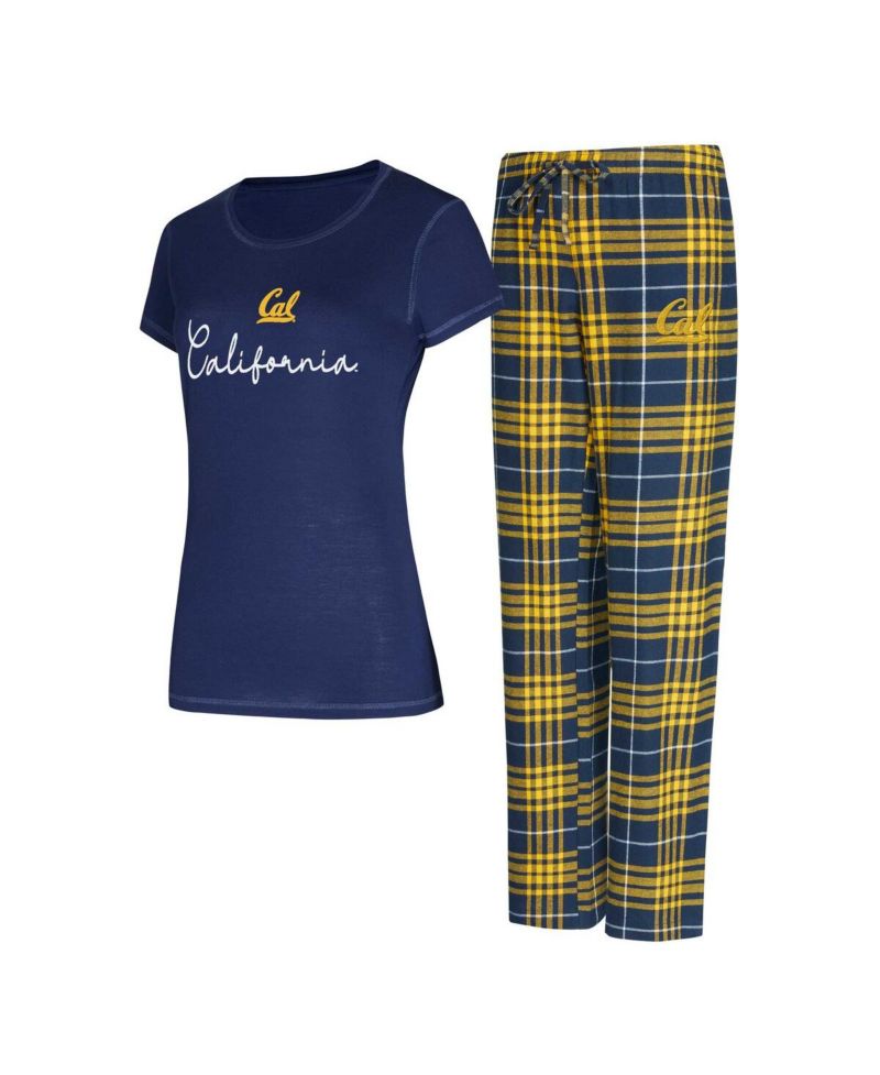 Women's 2-Piece Navy Cal Bears Vector Top and Flannel Pants Sleep Set
