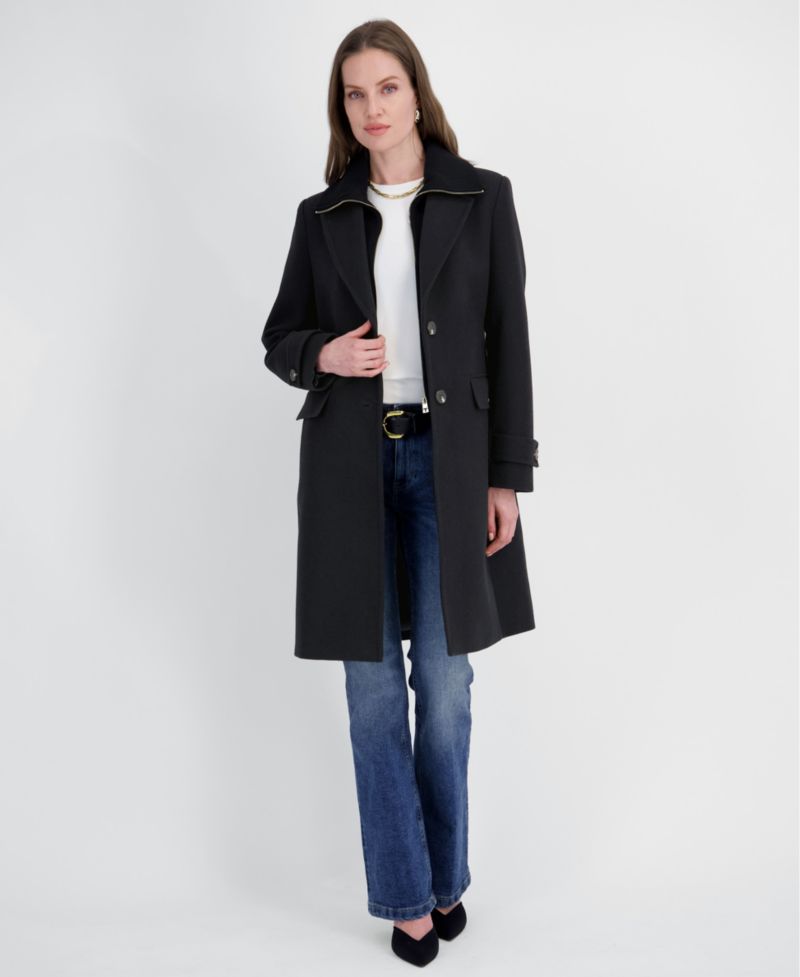 Women's Single-Breasted Knit Bibbed Coat