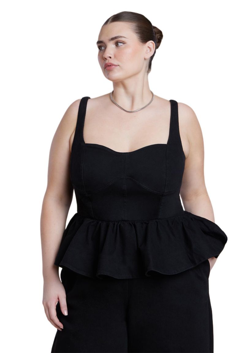 Women's Plus Size Peplum Barrel Leg Jumpsuit
