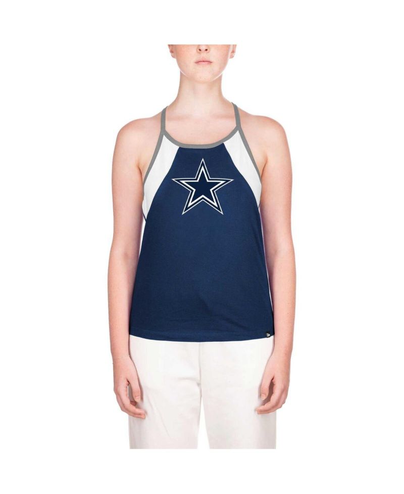 Women's Navy Dallas Cowboys Ribbed Racerback Tank Top