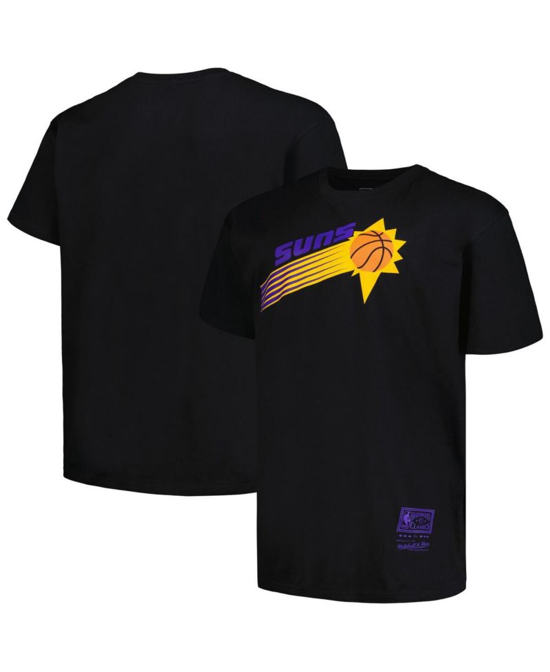 Men's Black Distressed Phoenix Suns Big and Tall Hardwood Classics Vintage-Like Logo T-shirt