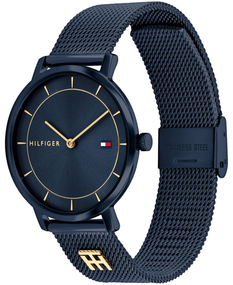 Women's Quartz Ionic Plated Blue Stainless Steel and Gold-Tone Steel Mesh Bracelet Watch 35mm