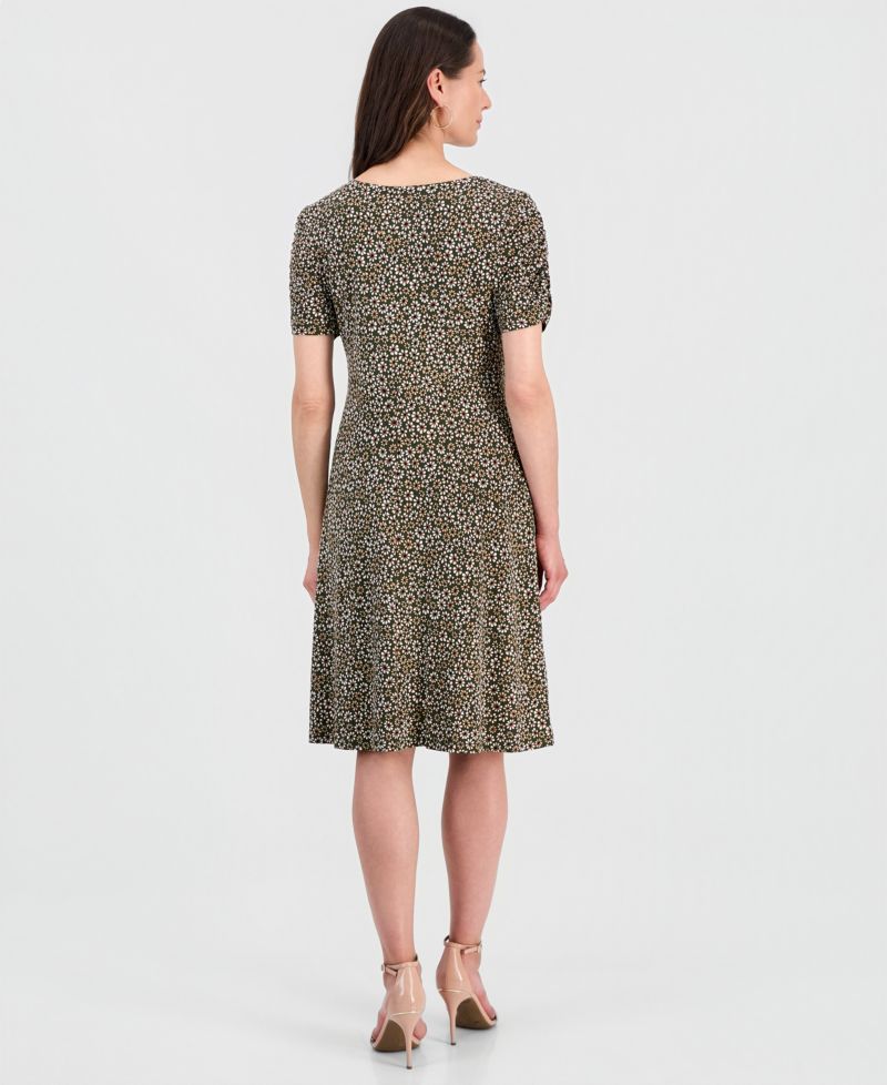 Women's Printed Short-Sleeve A-Line Dress