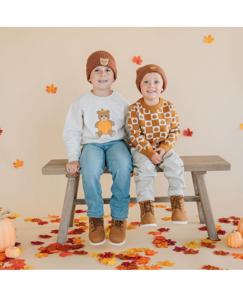 Big Boys Pumpkin Teddy Bear Patch Sweatshirt
