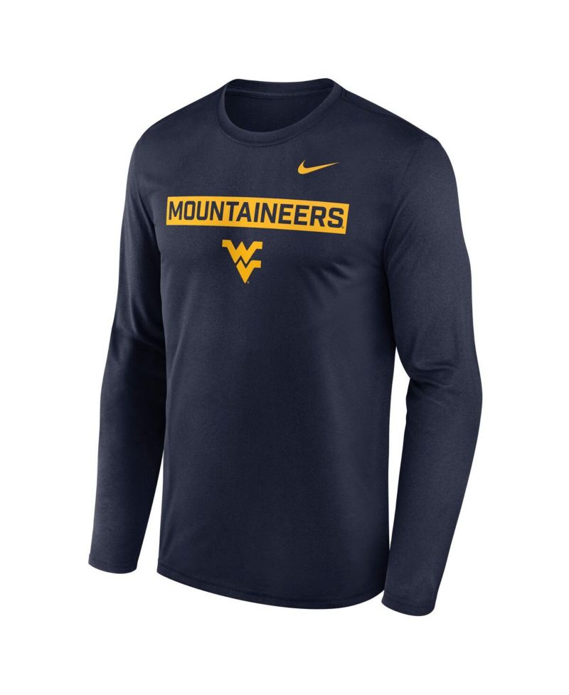 Men's Navy West Virginia Mountaineers Primetime Campus 2-Hit Legend Long Sleeve T-Shirt