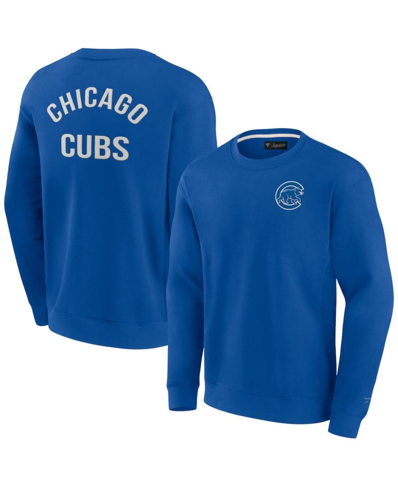 Men's and Women's Royal Chicago Cubs Super Soft Pullover Crew Sweatshirt