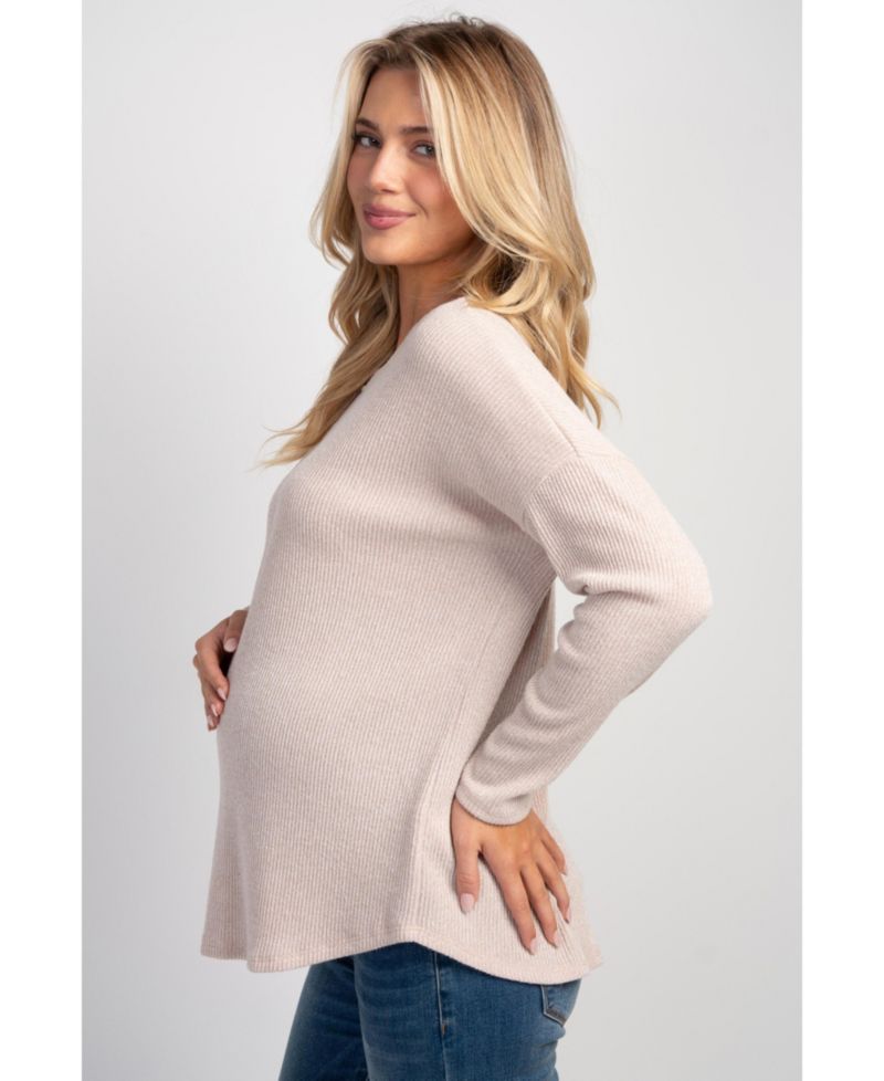 Maternity Crewneck Long-Sleeve Relaxed-Fit Sweater