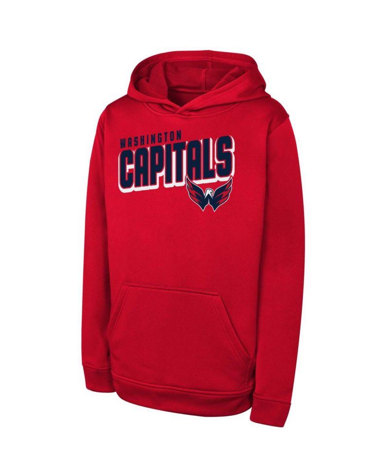 Big Boys and Girls Red Washington Capitals Cyber Punk Performance Hoodie