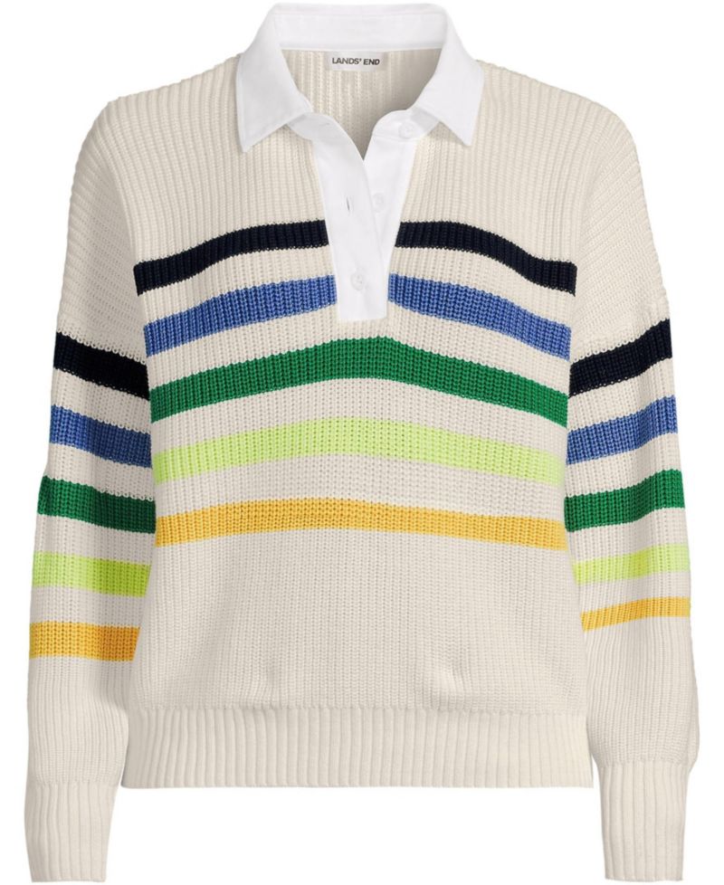 Plus Size Drifter Rugby with Woven Collar Sweater