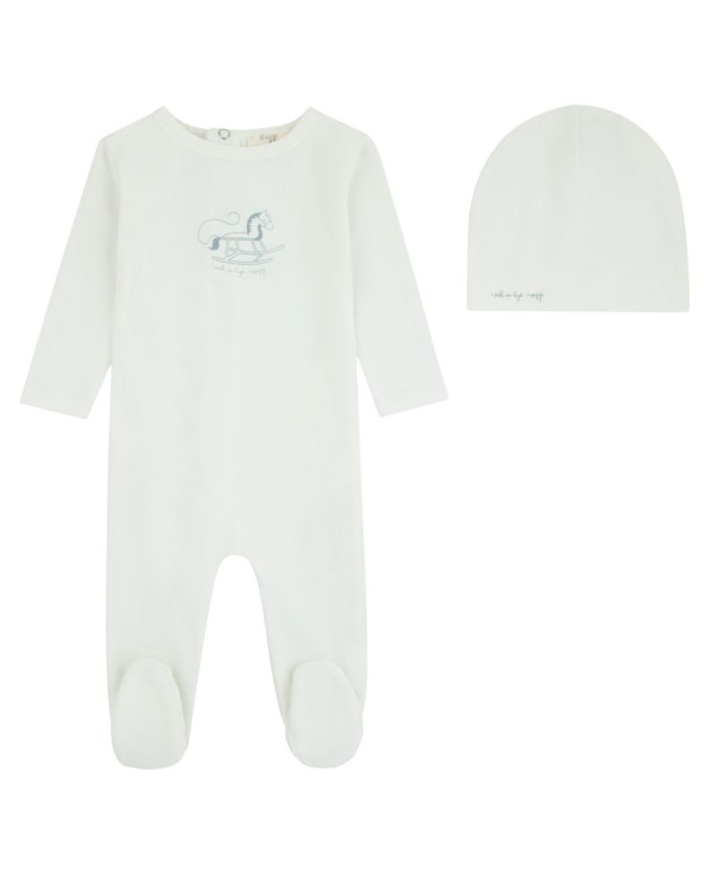 Baby Boys ( 1M to 9 M ) Rocking Horse Footie And Beanie Set