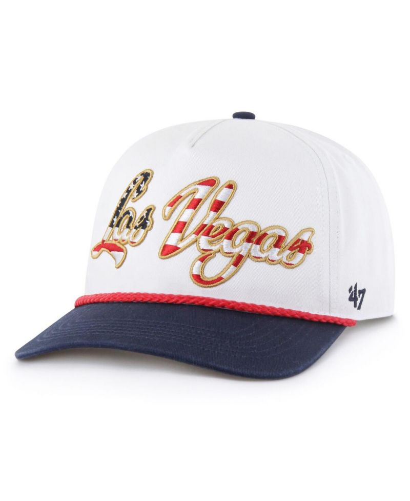 Men's White Las Vegas Raiders Patriotic Overhand Hitch Adjustable Hat