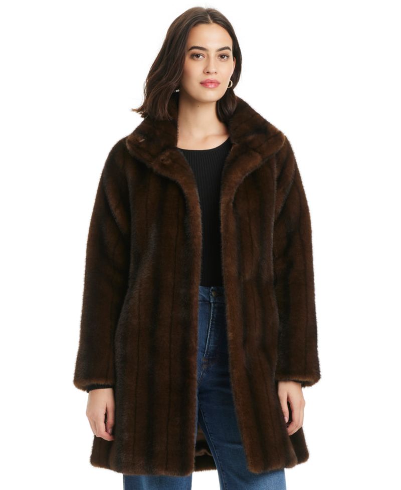 Women's Collared Faux-Fur Coat