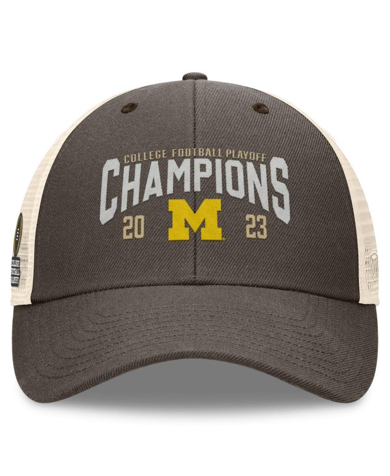Men's Heather Gray Michigan Wolverines College Football Playoff 2023 National Champions Unstructured Trucker Adjustable Hat