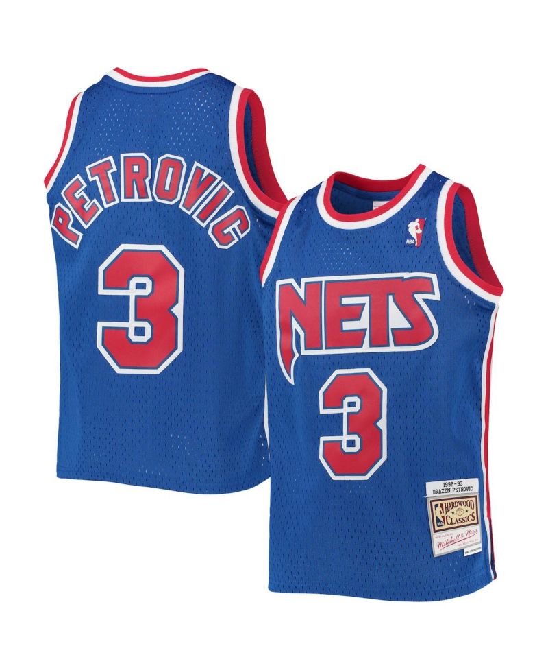 Big Boys Drazen Petrovic Blue New Jersey Nets 1992/93 Hardwood Classics Swingman Jersey