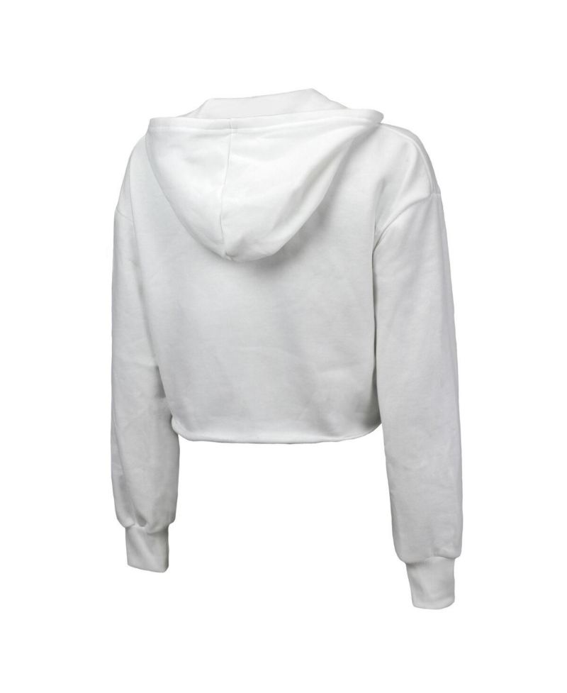 Women's White Indiana Pacers Tri-Blend Cropped Pullover Hoodie