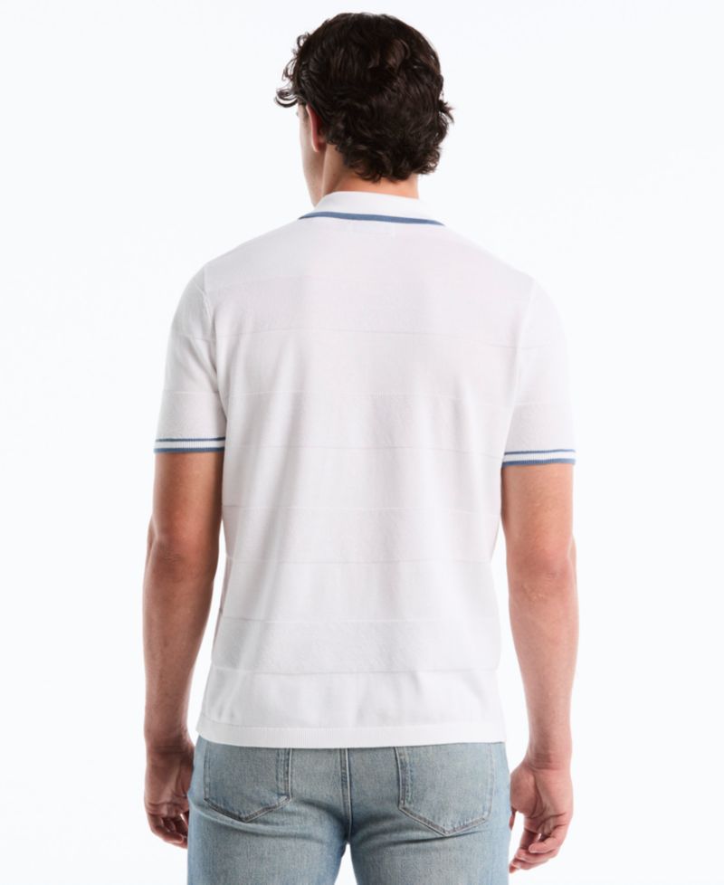 Men's Cotton Seed Stitch Polo Sweater