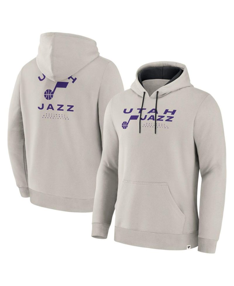 Men's Off White Utah Jazz Crossover Collection Blocked Shot Premium Pullover Hoodie