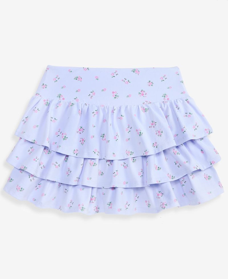 Girls' 7-16 Floral-Print Tiered Skirt