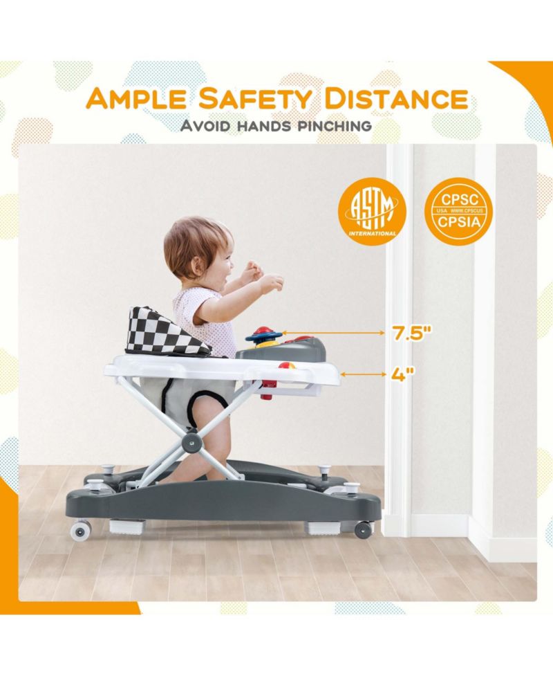 6 in 1 Baby Walker Adjustable Toddler Activity Center with Music Tray
