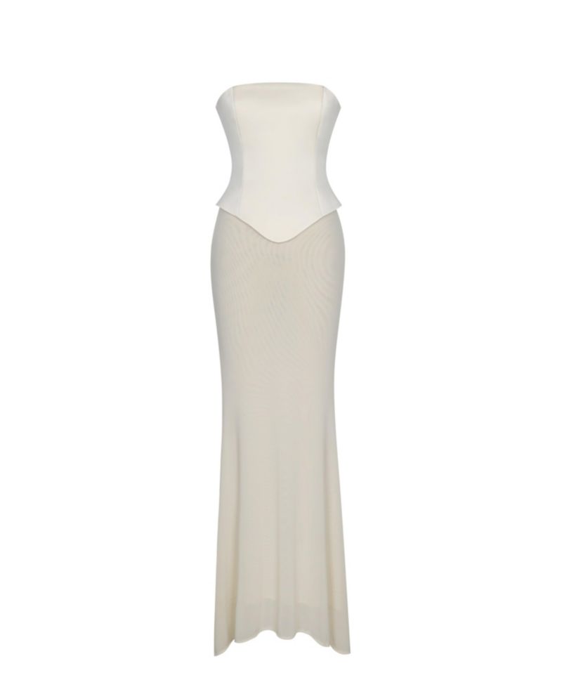 Women's Adelina Butter Yellow Peplum Mermaid Gown with Lace-up Back