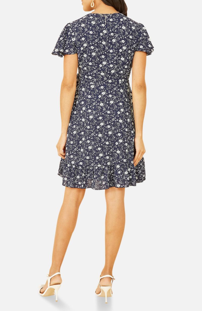 Women's Ditsy Floral Wrap Frill Dress