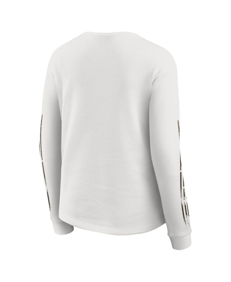 Women's White Cleveland Browns Graphic Waffle Long-Sleeve T-Shirt