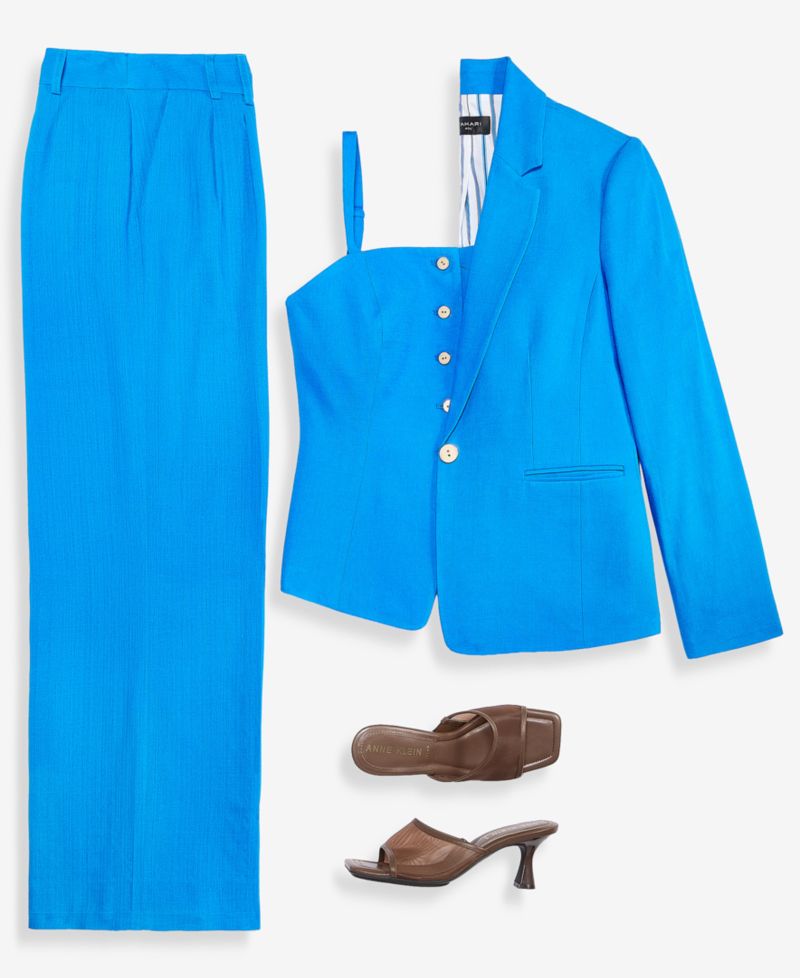 Women's Linen-Blend Single-Button Blazer