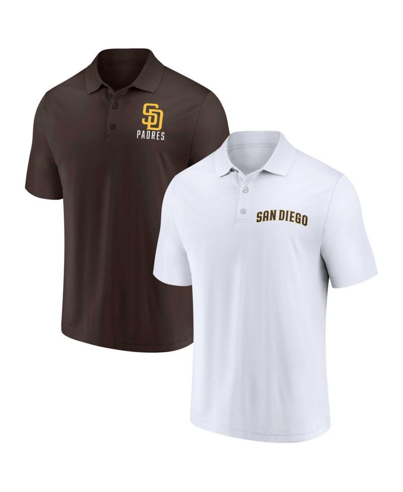Men's Brown, White San Diego Padres Two-Pack Logo Lockup Polo Shirt Set