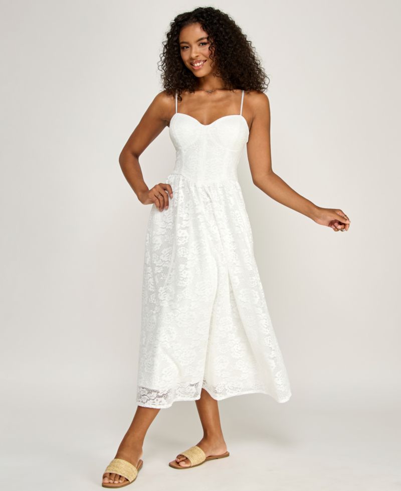 Juniors' Sweetheart Neck Midi Dress