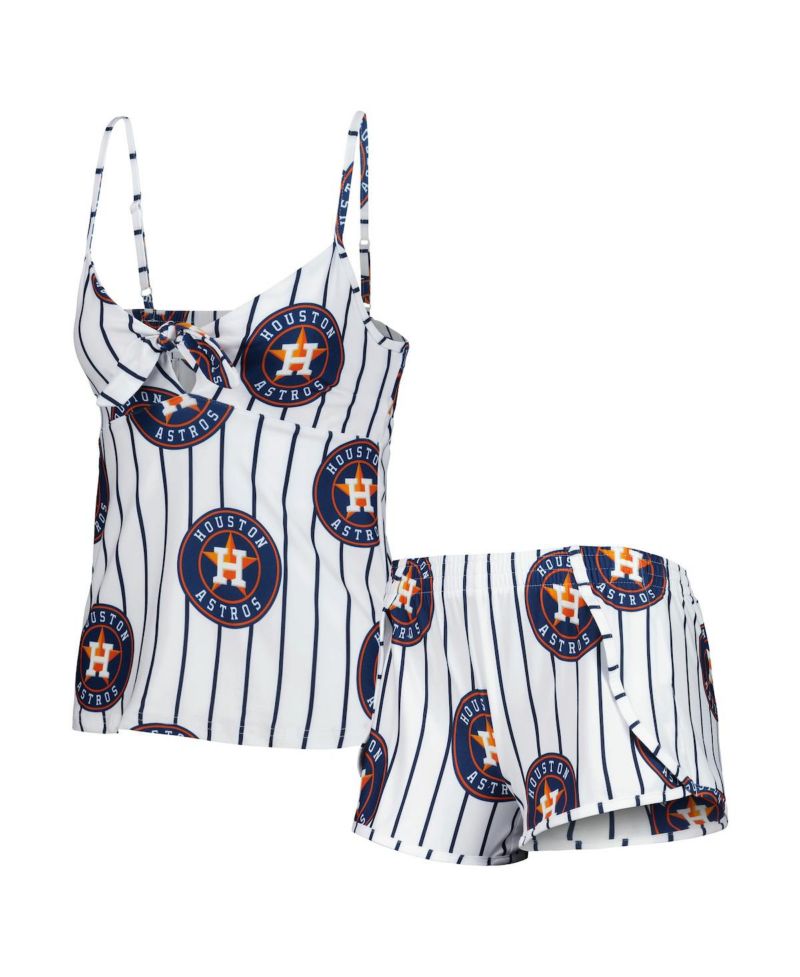 Women's White Houston Astros Reel Allover Print Tank Top and Shorts Sleep Set