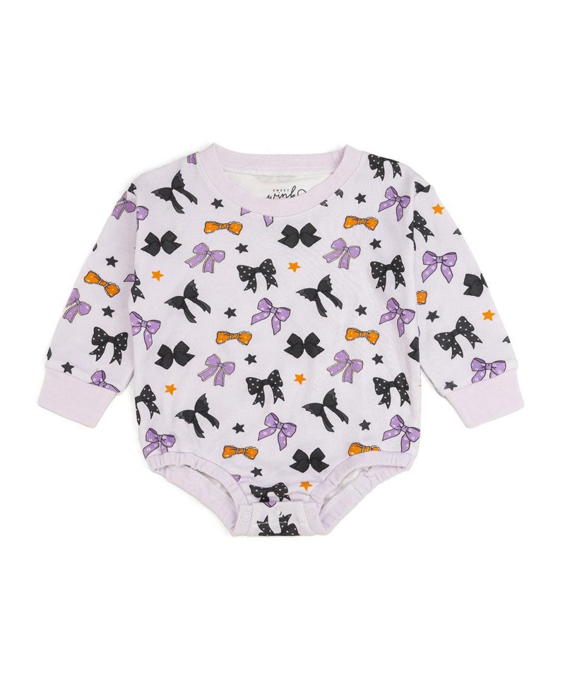 Baby Girl Spooky Bows Halloween Long Sleeve Romper