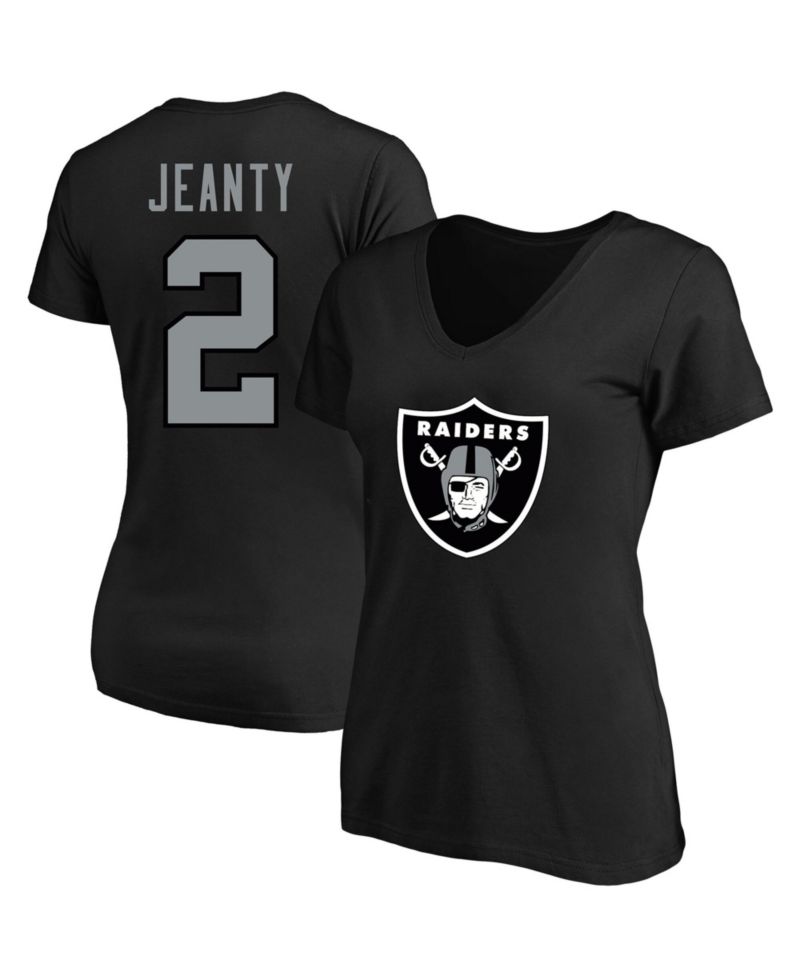 Women's Ashton Jeanty Black Las Vegas Raiders Plus Size Name & Number V-Neck T-Shirt