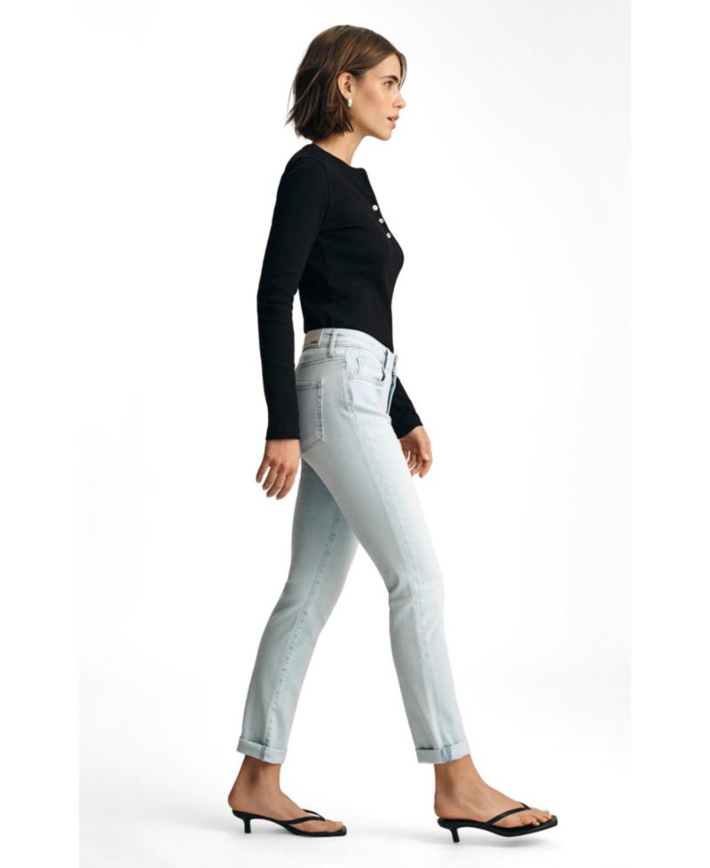 Women's Kathleen Mid Rise Boyfriend In Bleached Feather Blue