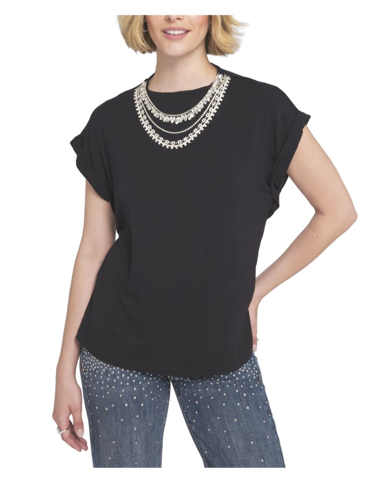 Women's Necklace Embellished Top