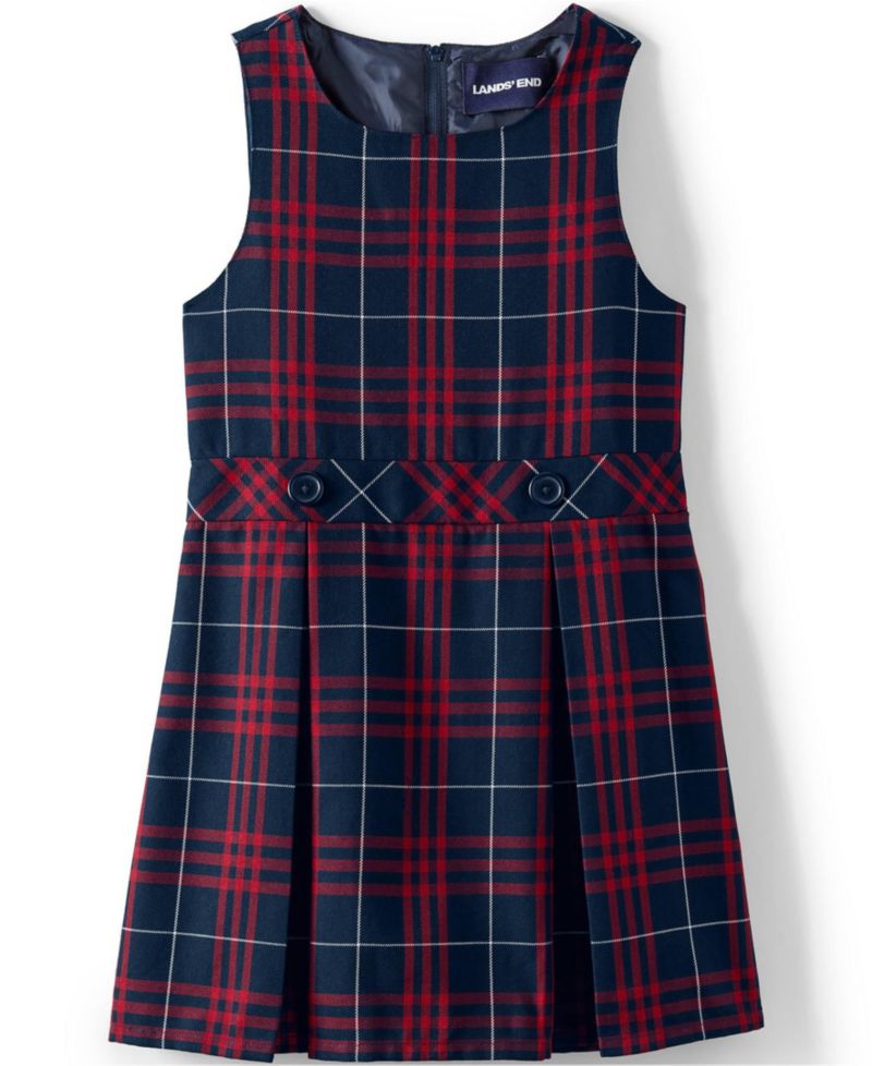 Child School Uniform Girls Plus Plaid Jumper Dress Top of Knee