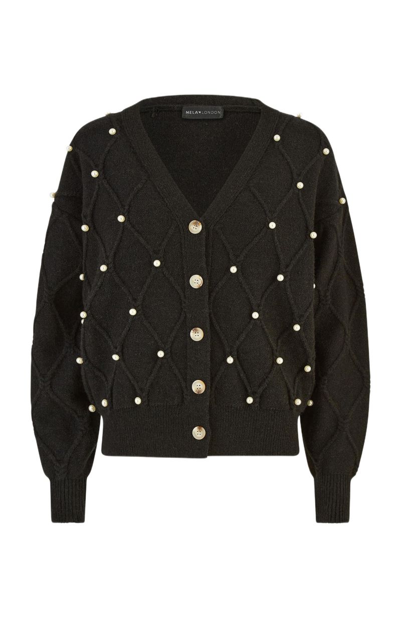 Women's Beaded Cable Knit Cardigan